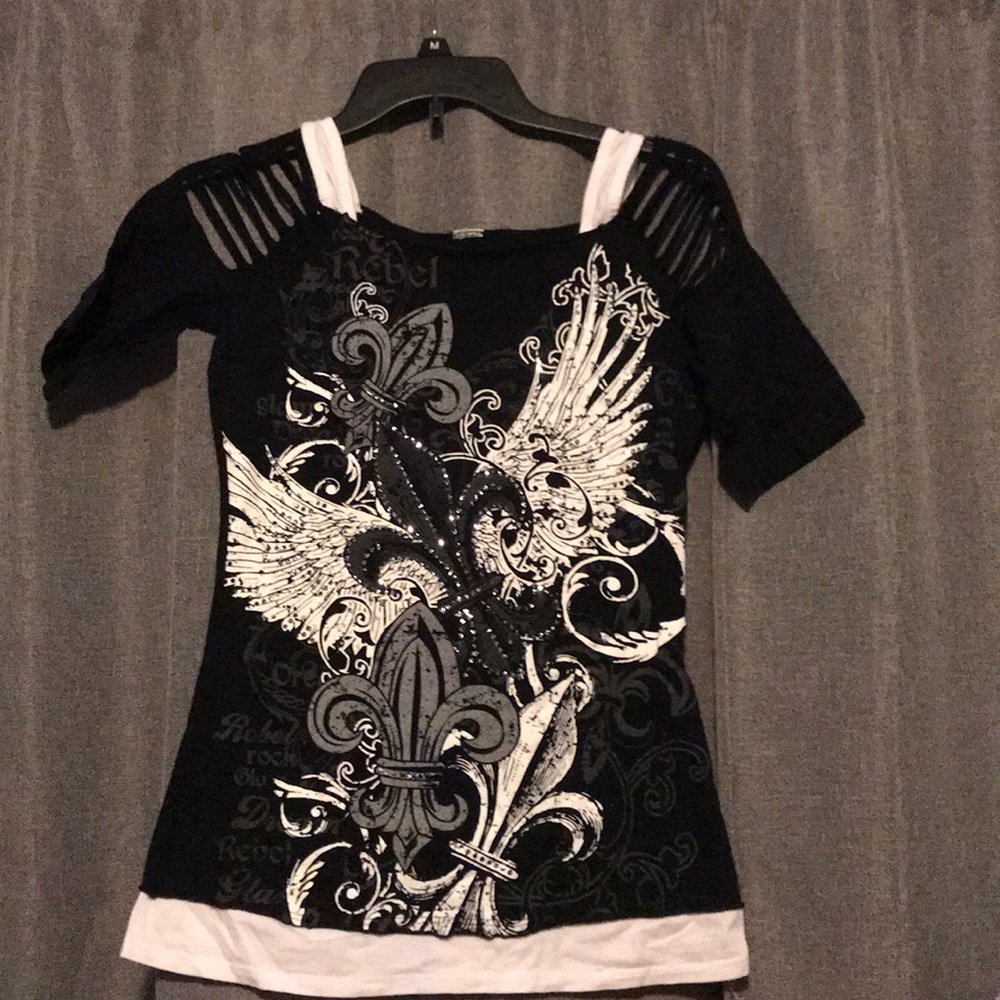 Y2K slit sleeved shirt